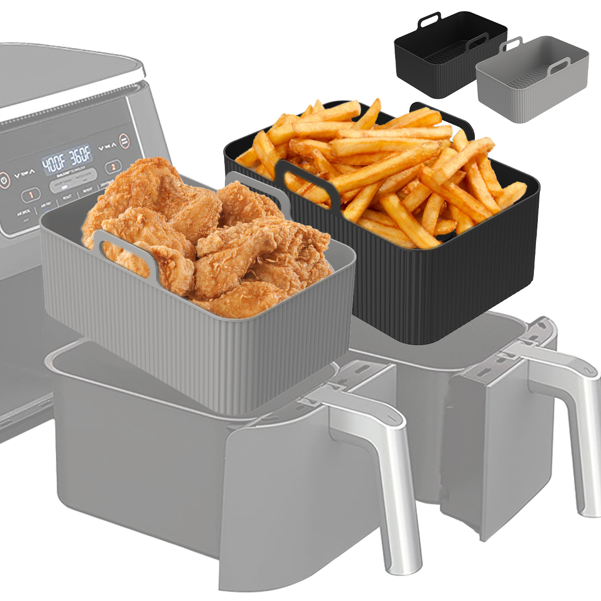 Air Fryer Silicone Pot Liner - Penggaris penggorengan udara silikon untuk Ninja