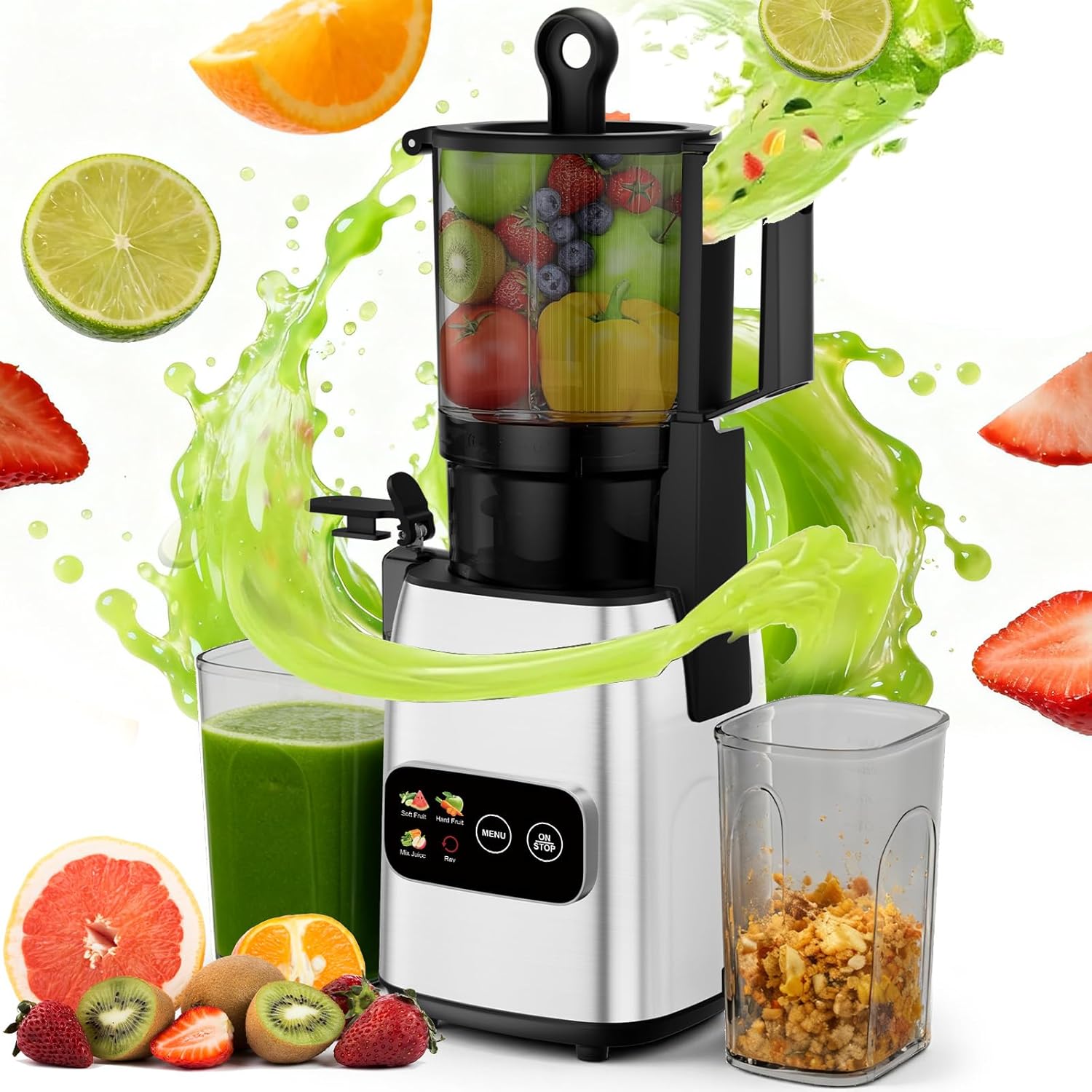 Electric Slow Juicer Cold Press - Juicer Cold Press Masticating, 300W, Lubang