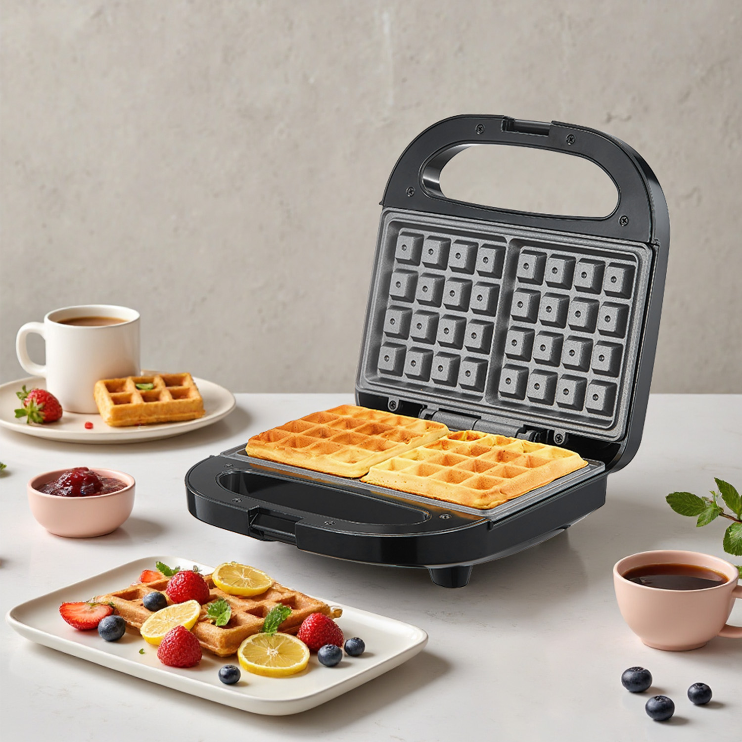 Pembuat Wafel Belgia 2 Potong, - Mini Waffle Maker Machine ulasan dan harga