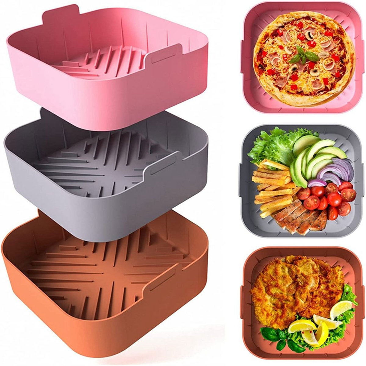 M10K 3 Buah Alas Silikon Pengg - Air Fryer Silicone Pot Liner ulasan dan harga