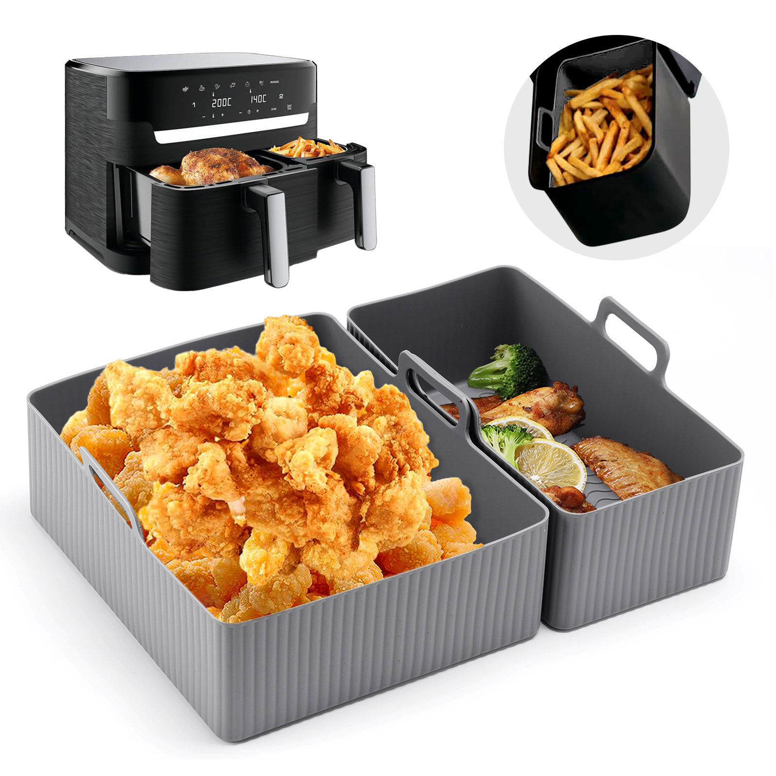 2 buah Set alas penggorengan u - Air Fryer Silicone Pot Liner ulasan dan harga
